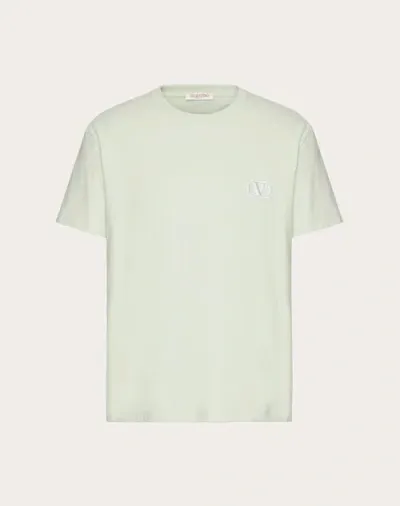 Valentino Cotton T-shirt With Vlogo Signature Patch In ミント