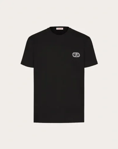 Valentino Cotton T-shirt With Vlogo Signature Patch In Black