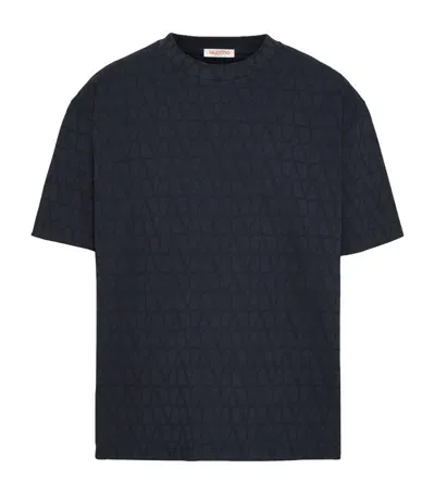 Valentino Cotton Vlogo T-shirt In Navy Blue