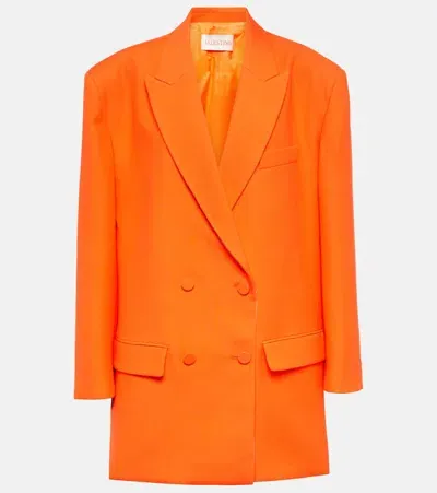 Valentino Crêpe Couture Double-breasted Blazer In Orange