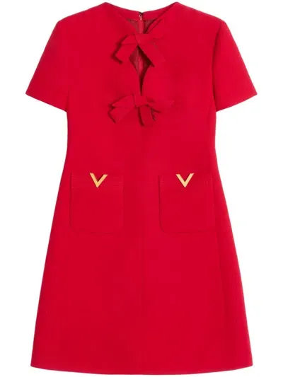 Valentino Crepe Couture Mini Dress In Red