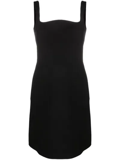 Valentino Curved Sleeveless Dress In Black