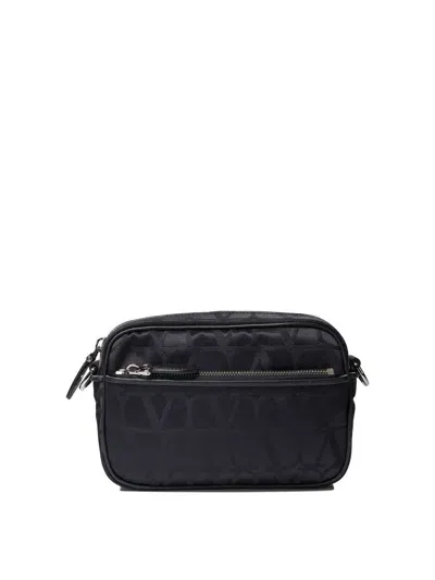 Valentino Garavani Crossbody Bag In Toile Iconographe Technical Fabric Crossbody Bags In Blue