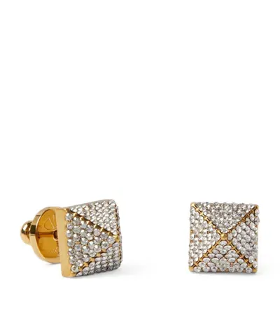 Valentino Garavani Crystal-embellished Rockstud Earrings In Gold