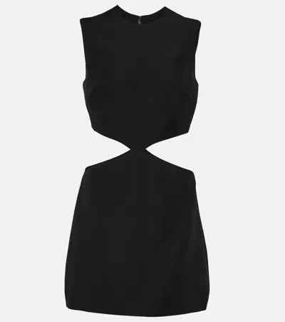 Valentino Cutout Wool And Silk Minidress In Black