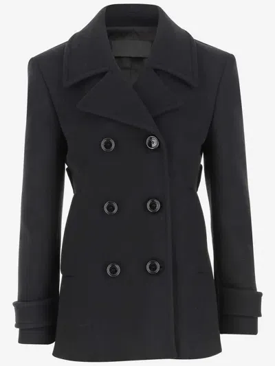 Valentino Double-breasted Wool Coat In Black