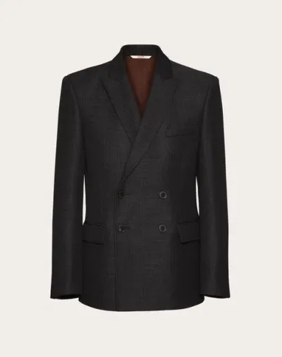 Valentino Double-breasted Wool Jacket In Grey