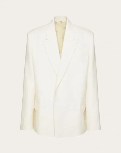 Valentino Double-breasted Wool Jacket In Ivoire