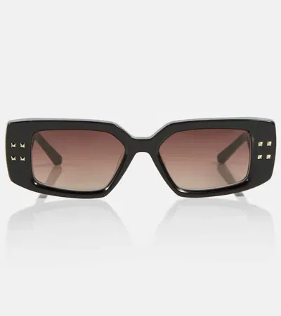 Valentino Garavani Eckige Sonnenbrille V-cinque In Schwarz