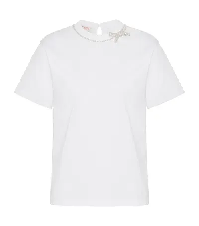 Valentino Embellished Bow T-shirt In White