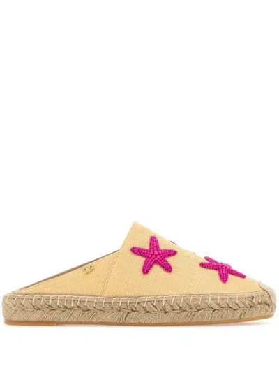 Valentino Garavani Women's Escape Mules In Raffia With Starfish Embroidery 25mm In Natural Pink Pp