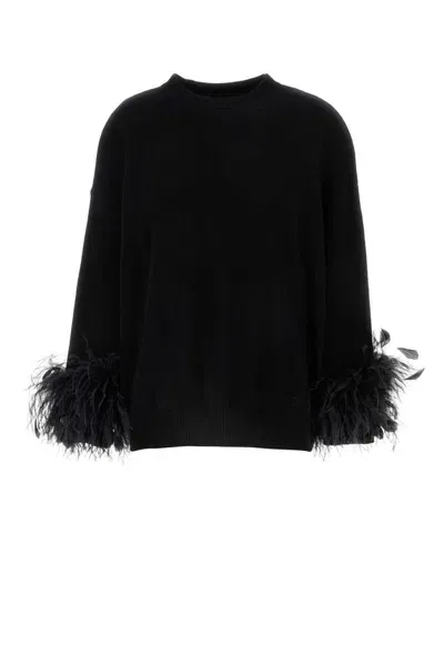 Valentino Feather Embellished Sweater In Black