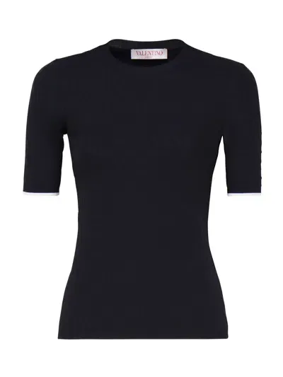 Valentino Fitted Elastic T-shirt In Azul