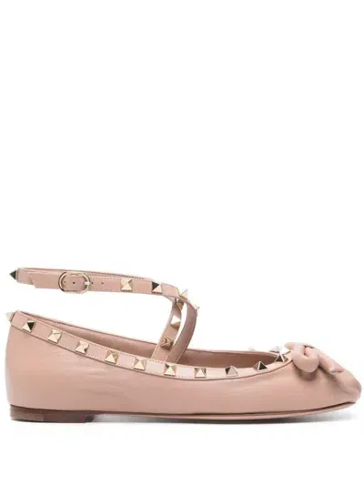 Valentino Garavani Rockstud Leather Ballerina Flat In Pink