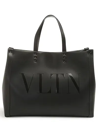 Valentino Garavani Logo-print Leather Tote Bag In Black