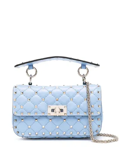 Valentino Garavani Rockstud Spike Leather Tote Bag In Blue