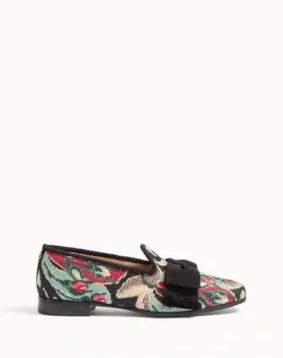 Valentino Garavani Bowow Loafer In Jacquard Fabric In Multicolour