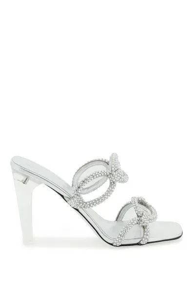 Valentino Garavani Crystal Chain Transparent-heel Mule Sandals In Silver