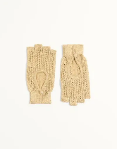 Valentino Garavani Fingerless Knitted Gloves In Lurex Woman Gold Uni