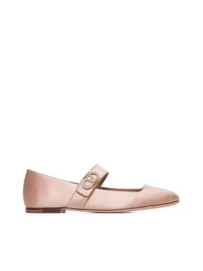 Valentino Garavani Flat Shoes In Rose Cannelle/silk