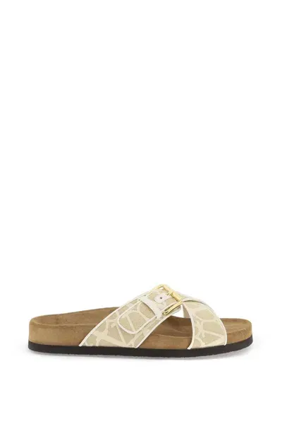 Valentino Garavani Multicolor Criss-cross Sandals With Iconic Toile Motif