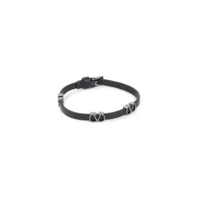 Valentino Garavani Leather Bracelet V Logo Signature Jewellery In Grey