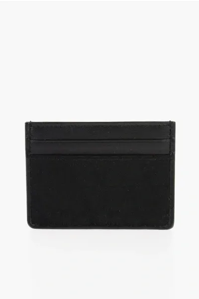 Valentino Garavani Garavani Leather And Fabric Card Holder With Monogram In Black