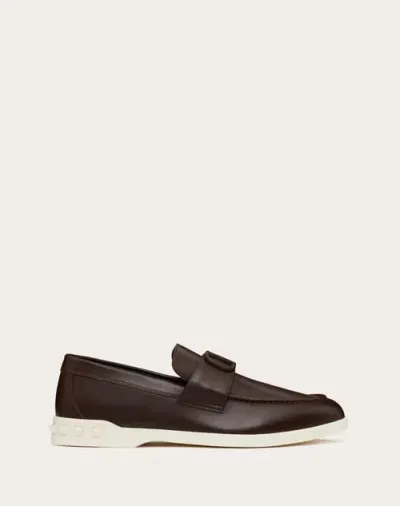 Valentino Garavani Leisure Flows Calfskin Loafer In Brown