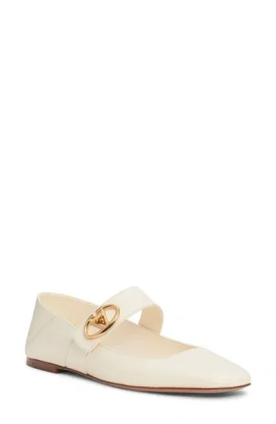 Valentino Garavani Ivory Leather Vlogo Locker Ballerinas