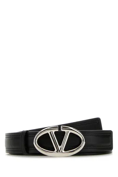 Valentino Garavani Logo Plaque Belt In Black