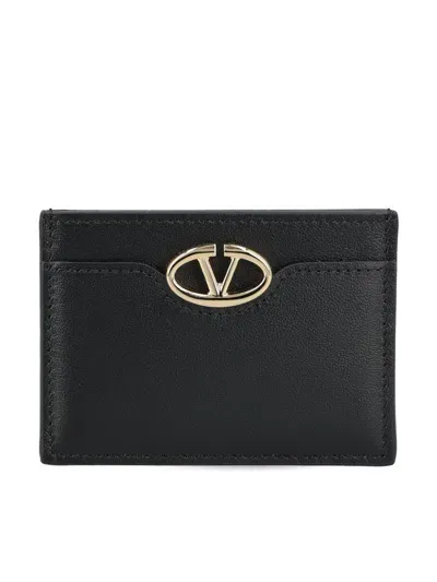 Valentino Garavani Logo Plaque Cardholder In Black