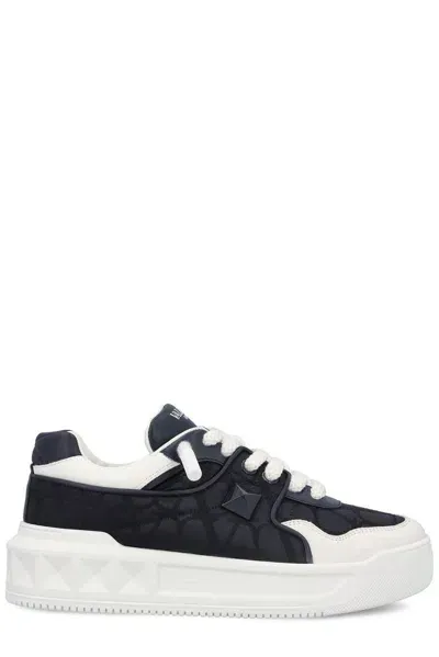 Valentino Garavani Lace Up Sneakers In Navy Blue