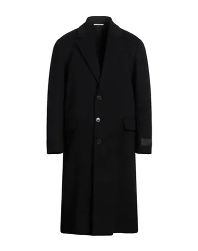 Valentino Single-breasted Wool Coat With Flap Pockets In Black