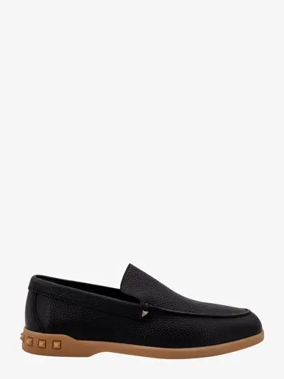 Valentino Garavani Leather Leisure Flows Loafers In Black