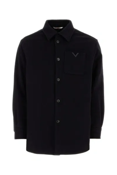 Valentino Virgin-wool Blend Shirt Jacket In Black,charcoal