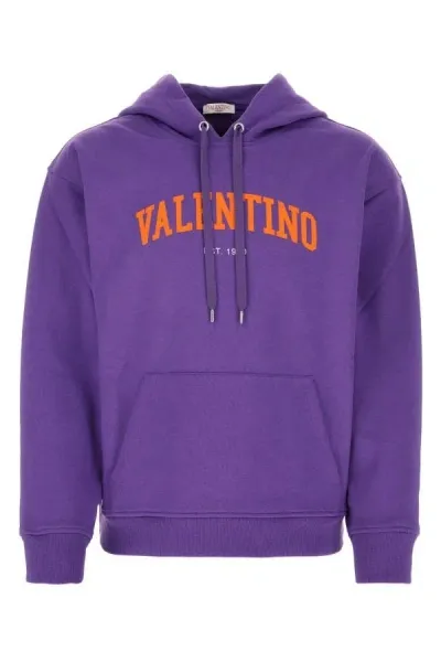 Valentino Logo-print Cotton Hoodie In Purple