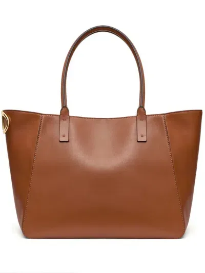 Valentino Garavani Nappa Calfskin Vlogo Side Tote Bag In Brown