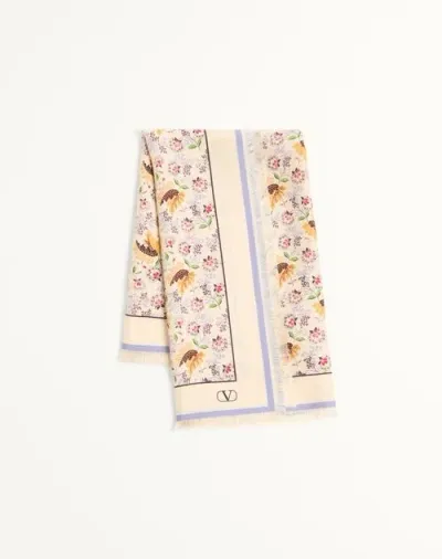 Valentino Garavani Papier Floral Silk Scarf Woman Lilac Uni