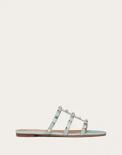 Valentino Garavani Rockstud Flat Slide Sandal Woman Porcelain Blue 39.5