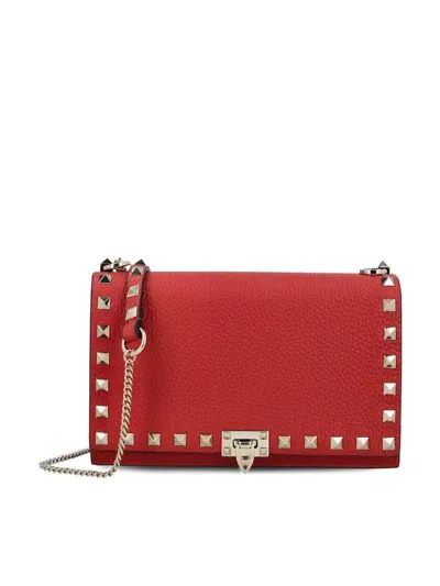 Valentino Garavani Rockstud Foldover Top Mini Shoulder Bag In Red