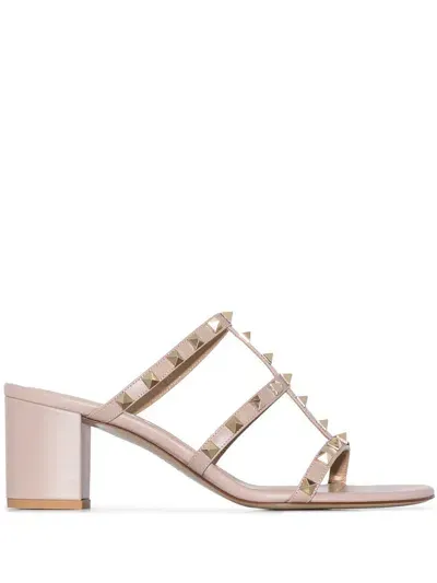 Valentino Garavani Rockstud Leather Sandals In Gray