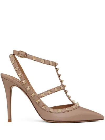 Valentino Garavani Rockstud Leather Slingback Pumps In Light Pink