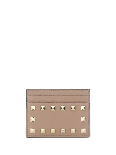 Valentino Garavani Rockstud Logo Printed Wallet In Pink