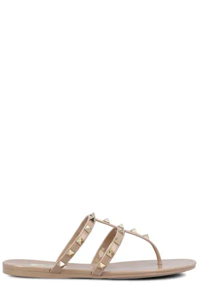 Valentino Garavani Garavani Rockstud Open Toe Flat Sandals In Powder