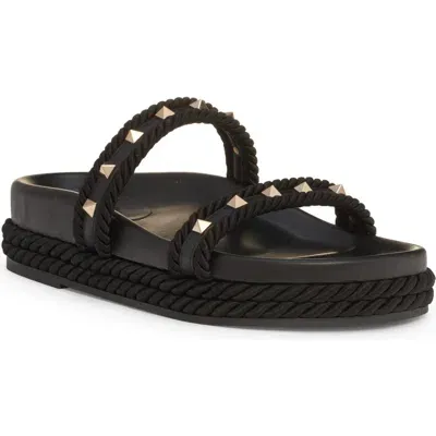 Valentino Garavani Rockstud Platform Slide Sandal In Nero