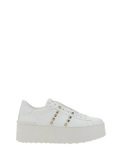 Valentino Garavani Rockstud Untitled Sneakers In Bianco