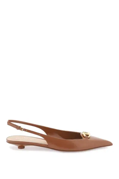 Valentino Garavani Slingback Vlogo Ballerina Women In Brown