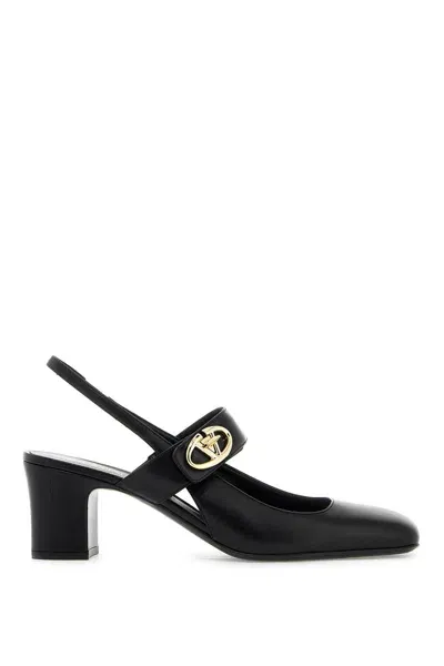 Valentino Garavani Womens Black Vlogo Locker Leather Slingback Courts