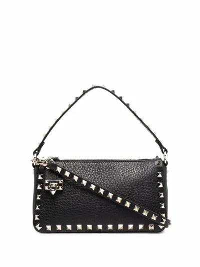 Valentino Garavani Small "rockstud" Hand Bag In Black