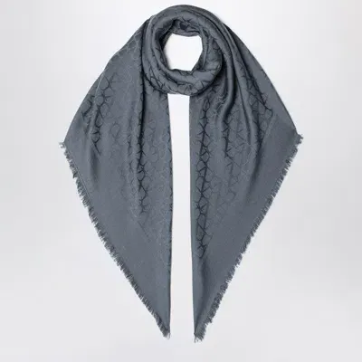 Valentino Garavani Stone Grey Stole Toile Iconographe In Wool And Silk In Gray